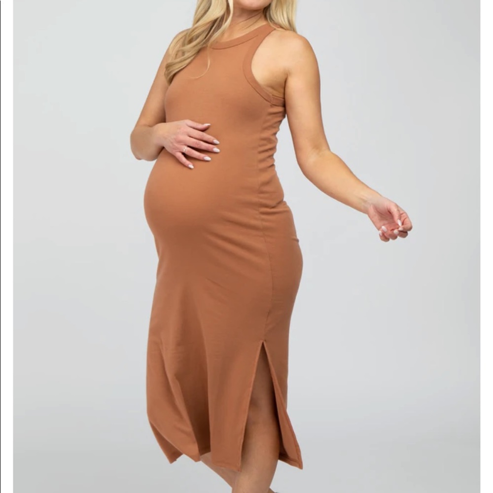 PinkBlush Camel Racerback Maternity Dress - LG